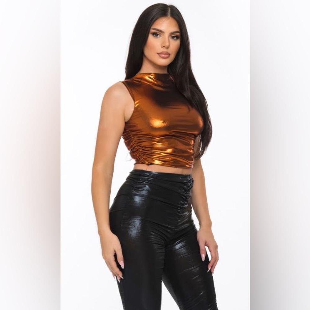COPY - Cosmos Metallic Ruched Legging in Black NWT